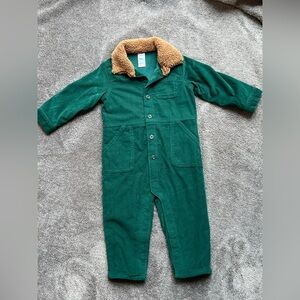 Carter's Green Overalls with Brown Collar